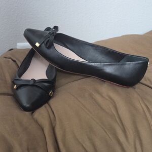 Kate Spade Emma black leather pointed-toe ballet flats Size 8 1/2